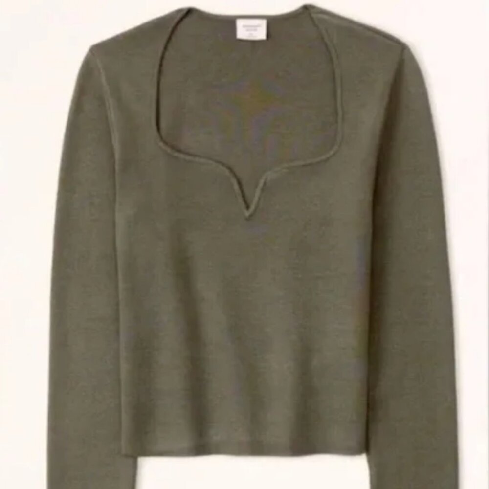 Abercrombie Slim Sweetheart Top - Green - NEW